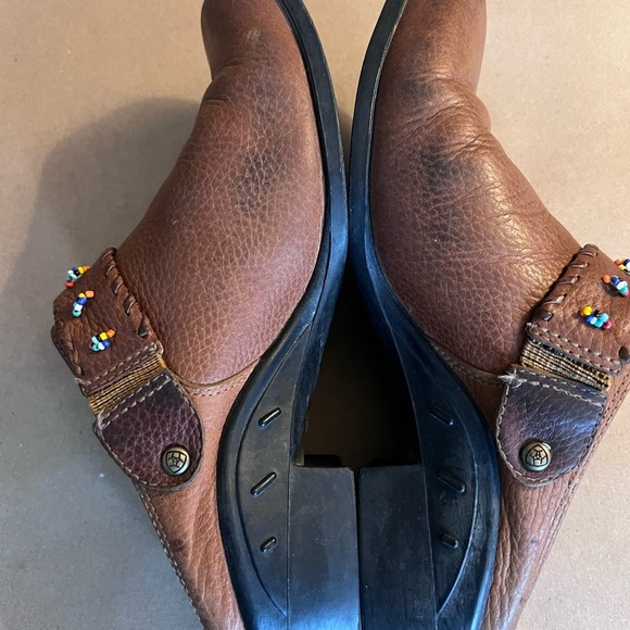 Ariat Brown Leather Slip On Beaded Strap Low heel Clogs Women’s US 7.5 B - Picture 4 of 9